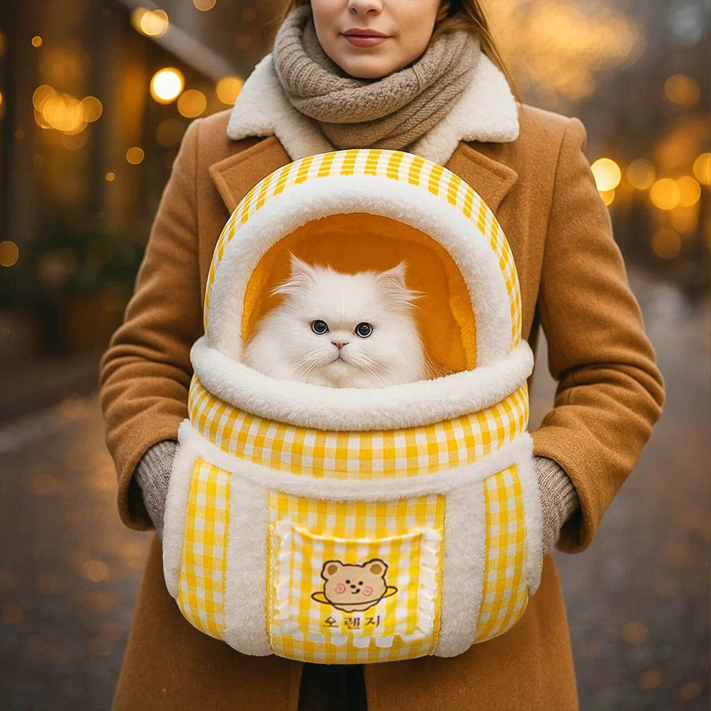 Plüsch Katzentragetasche | Warme & Sichere Tragetasche für Katzen