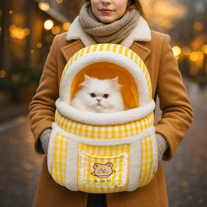 Plüsch Katzentragetasche | Warme & Sichere Tragetasche für Katzen