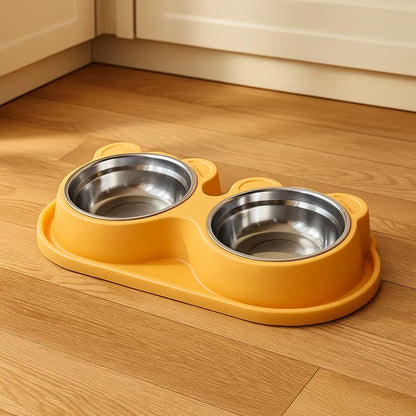 Set double de gamelles pour chien avec réservoir d'eau | Antidérapant & facile à nettoyer
