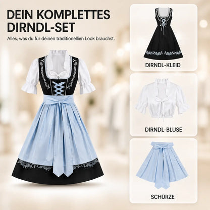 Oktoberfest Dirndl Damen Trachtenkleid mit Bluse & Schürze