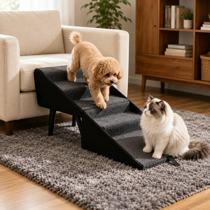 Hundetreppe für Bett & Sofa | Faltbare Haustiertreppe mit Rampe