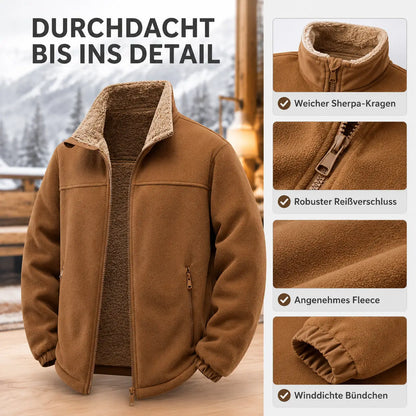 Fleece Jacke Herren | Warme Outdoor Jacke mit Sherpa-Futter