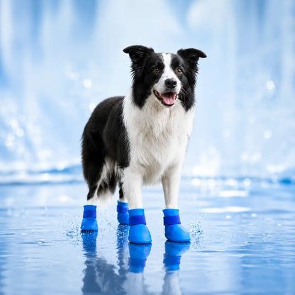 Wasserdichte Hundeschuhe 4er-Set | Rutschfeste Gummistiefel für Hunde