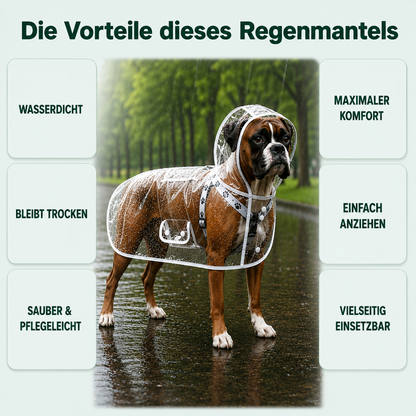 Hunde Regenmantel Transparent | Wasserdichter Regenponcho mit Kapuze