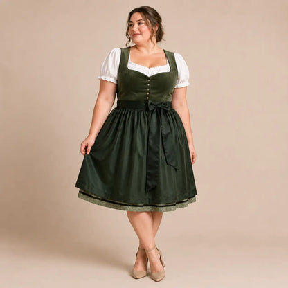Dirndl Damen Grün | Samt-Trachtenkleid für Oktoberfest