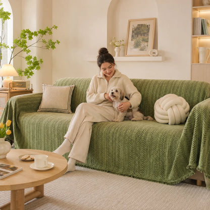 Chenille Sofabezug | Extra großer Sofaschutz für Winter & Kälte