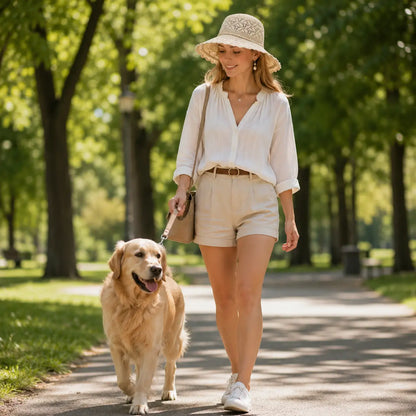 Damen Sonnenhut mit UV-Schutz | Faltbarer Sommerhut aus Polyester