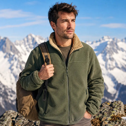 Fleece Jacke Herren | Warme Outdoor Jacke mit Sherpa-Futter