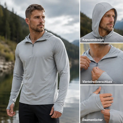 Herren UV-Schutz Langarmshirt UPF 50+ |Atmungsaktiv mit Kapuze