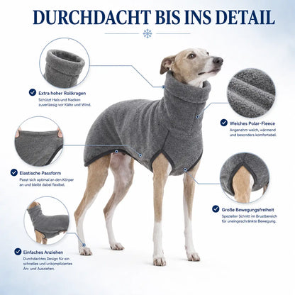 Winddichter Hundemantel mit Rollkragen für Windhunde