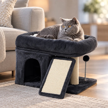 Kratzbaum für Katzen | Großer Katzenbaum mit Liegeplatz & Kratzsäule | Katzenbett