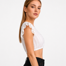 Dirndlbluse Damen für Oktoberfest | V-Ausschnitt & Flügelärmel