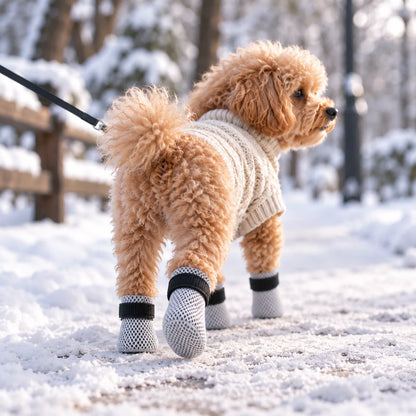 Hundeschuhe Rutschfest | Atmungsaktiver Pfotenschutz 4er-Set