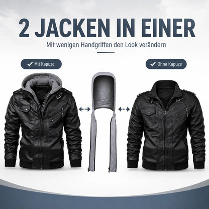 Herren Lederjacke mit Kapuze | Motorradjacke für Herbst & Winter