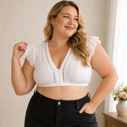 Dirndlbluse Damen für Oktoberfest | V-Ausschnitt & Flügelärmel