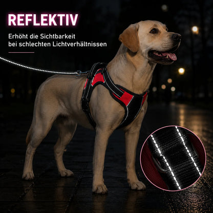 Reflektierendes Hundegeschirr mit Griff | Atmungsaktiv, Verstellbar & Gepolstert
