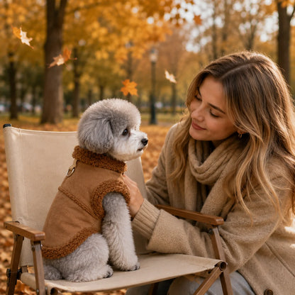 Hundemantel Winter | Wildleder-Optik mit Fleece & Leinenring
