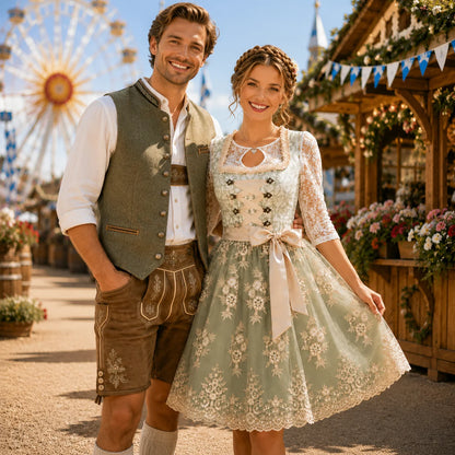 Oktoberfest Dirndl Damen | Elegantes Trachtenkleid mit Blumenstickerei