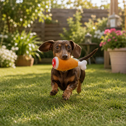 Plüsch Hundespielzeug Keule | Weiches Spielzeug mit Quietscher