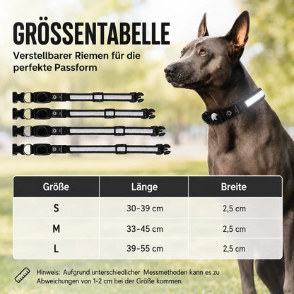 LED Hundehalsband mit AirTag Halterung | Reflektierend & sicher bei Nacht