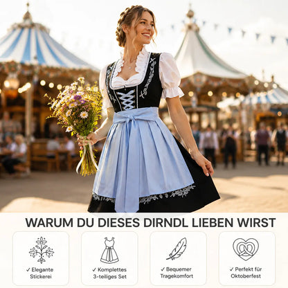 Oktoberfest Dirndl Damen Trachtenkleid mit Bluse & Schürze