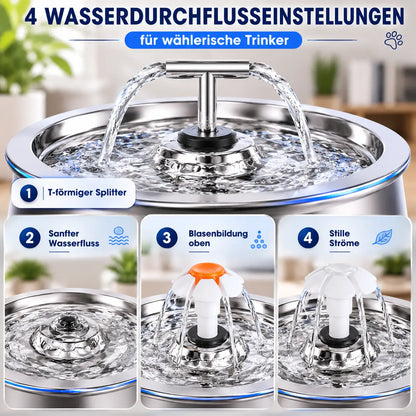 Edelstahl Trinkbrunnen für Katzen & Hunde – Fließendes Wasser