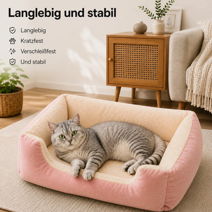Katzenbett für Hunde & Katzen|Weiches Plüschbett mit PP-Füllung