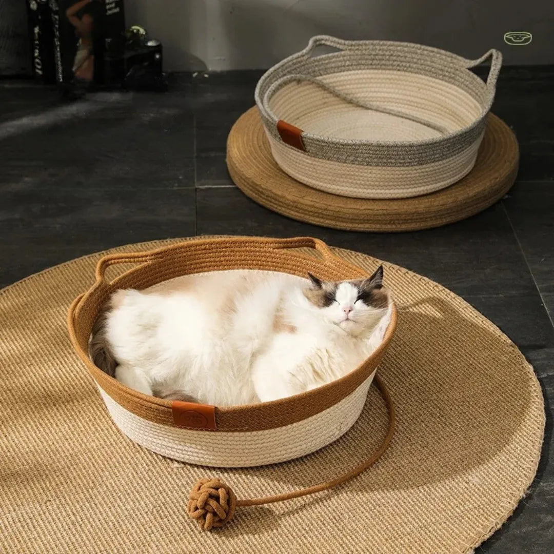 SchlummerNest – Handgewebtes Katzenbett aus Baumwollseil