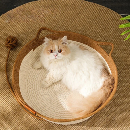 SchlummerNest – Handgewebtes Katzenbett aus Baumwollseil