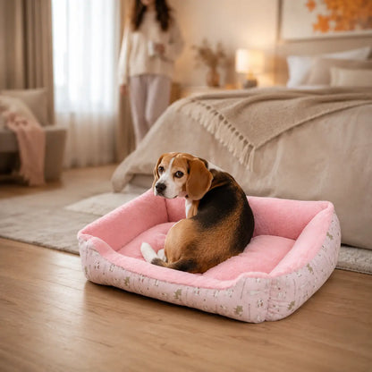 Hundebett Winter | Warmes Plüschbett für Hunde mit hohem Rand