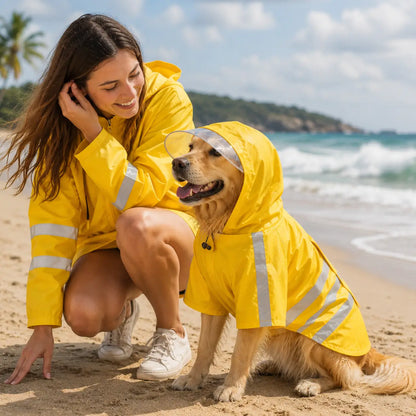 Hunde Regenmantel Wasserdicht | Reflektierende Regenjacke mit Kapuze