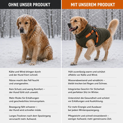 Wasserdichter Winter-Hundemantel | Warme Hundejacke mit Geschirr