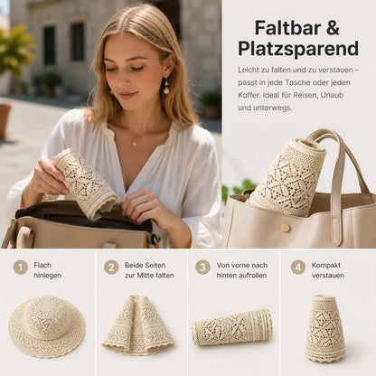 Damen Sonnenhut mit UV-Schutz | Faltbarer Sommerhut aus Polyester