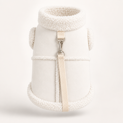 Hundemantel Winter | Wildleder-Optik mit Fleece & Leinenring