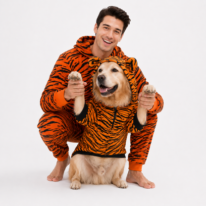 Tiger Partnerlook | Onesie & Hundemantel für Mensch und Hund