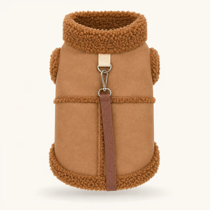 Hundemantel Winter | Wildleder-Optik mit Fleece & Leinenring