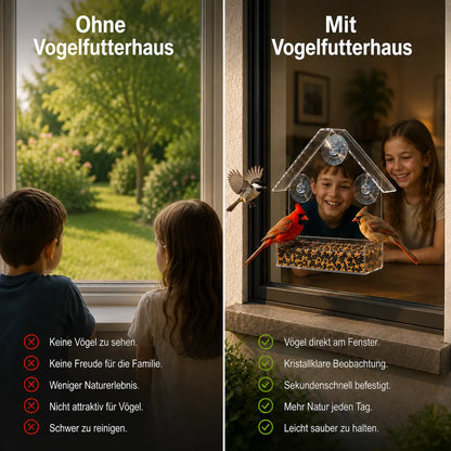 Vogelfutterhaus für Fenster aus Acryl mit Saugnäpfen Transparent