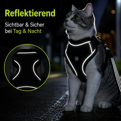 Katzengeschirr mit Leine | Reflektierend & Ausbruchsicher, Verstellbar