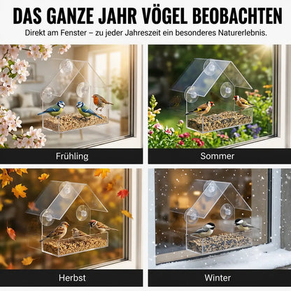 Vogelfutterhaus für Fenster aus Acryl mit Saugnäpfen Transparent