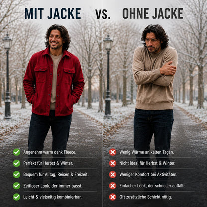 Herren Flanelljacke mit Fleece-Futter | Warme Winterjacke für Herren