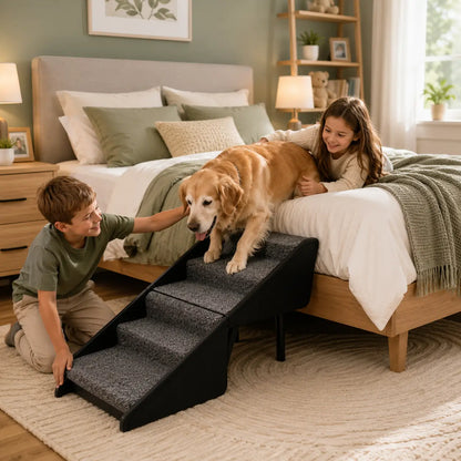 Hundetreppe für Bett & Sofa | Faltbare Haustiertreppe mit Rampe