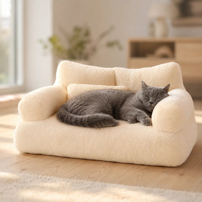 Katzenbett mit Rand | Weiches Katzensofa für gemütliche Ruhe