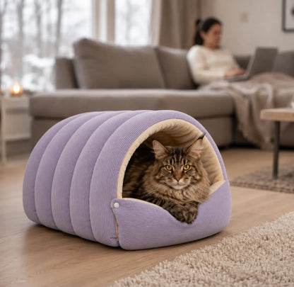 Winter Katzenbett | Warmes Katzenhöhle mit Plüsch
