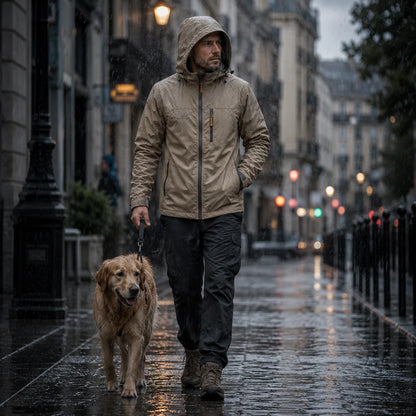 Herren Regenjacke Wasserdicht mit Kapuze  | Winddichte Outdoorjacke