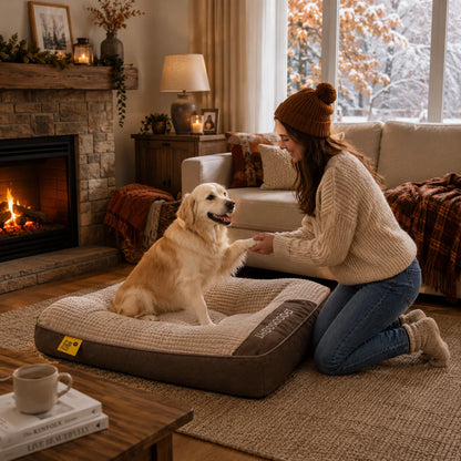 Orthopädisches Hundebett | Warmes Plüschbett für Winter & Kälte