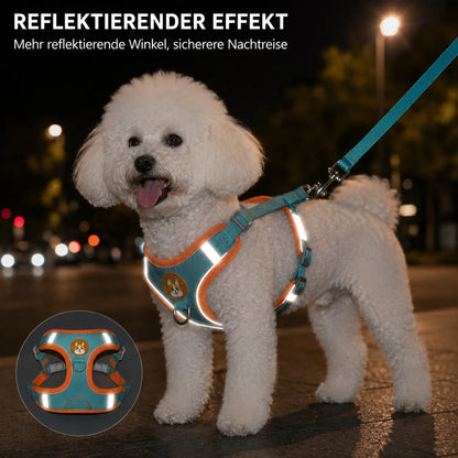 Hundegeschirr mit Leine | Reflektierendes No-Pull Brustgeschirr für Hunde