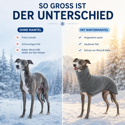 Winddichter Hundemantel mit Rollkragen für Windhunde