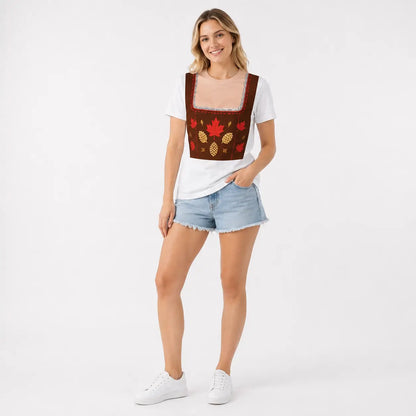 Oktoberfest T-Shirt Damen | 3D Dirndl Print für Bierfest