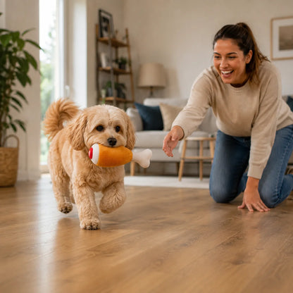 Plüsch Hundespielzeug Keule | Weiches Spielzeug mit Quietscher