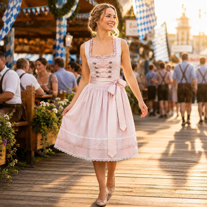 Oktoberfest Dirndl Damen Trachtenkleid 2-teilig mit Schürze